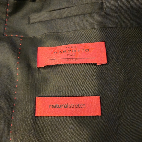 HUGO Boss Marzotto 100% Wool Blazer Suit Jacket Size 46R Black Red Lined - Picture 6 of 13